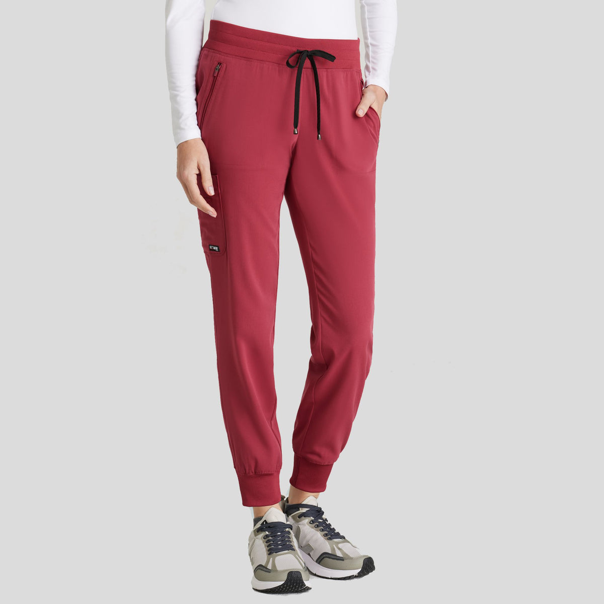 Eden 5-Pocket Mid-Rise Jogger Scrub Pant | Maple Red