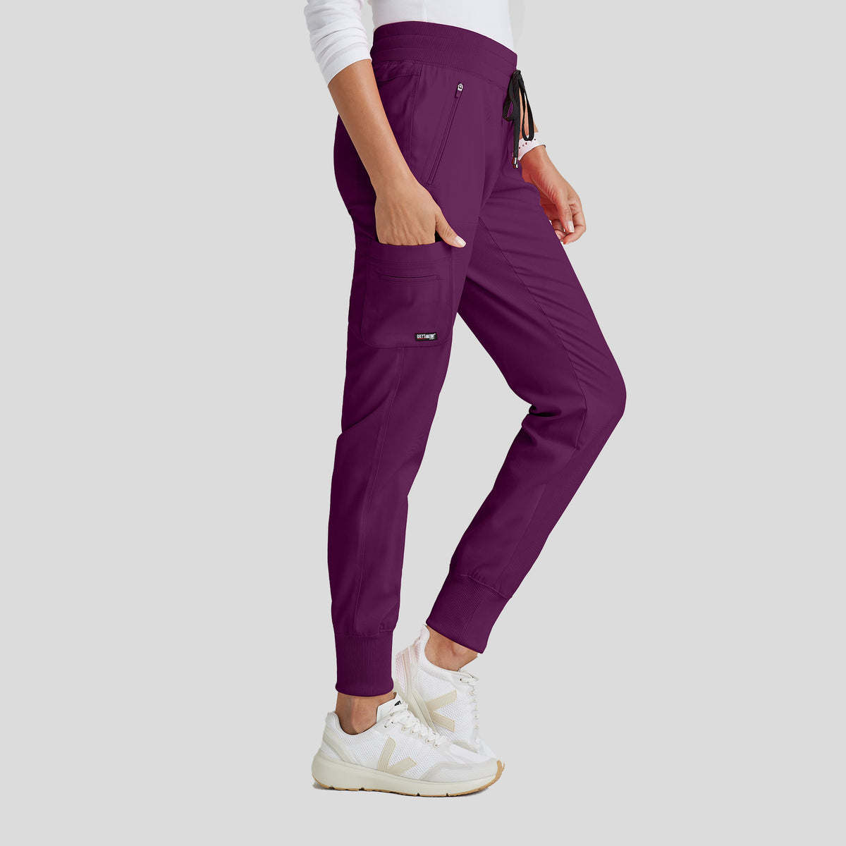 Eden 5-Pocket Mid-Rise Jogger Scrub Pant | Wine