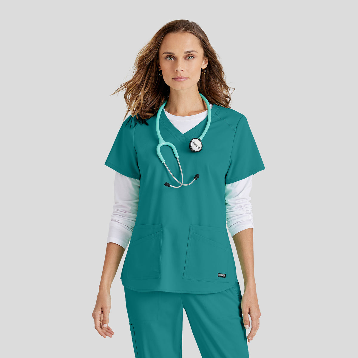 Emma 4-Pocket V-Neck Scrub Top | Teal