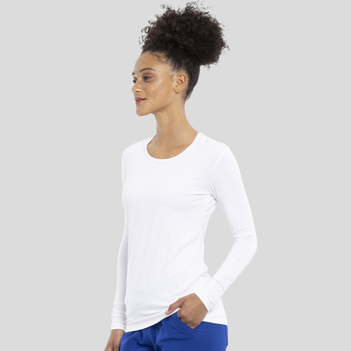 Long Sleeve Knit Underscrub | White