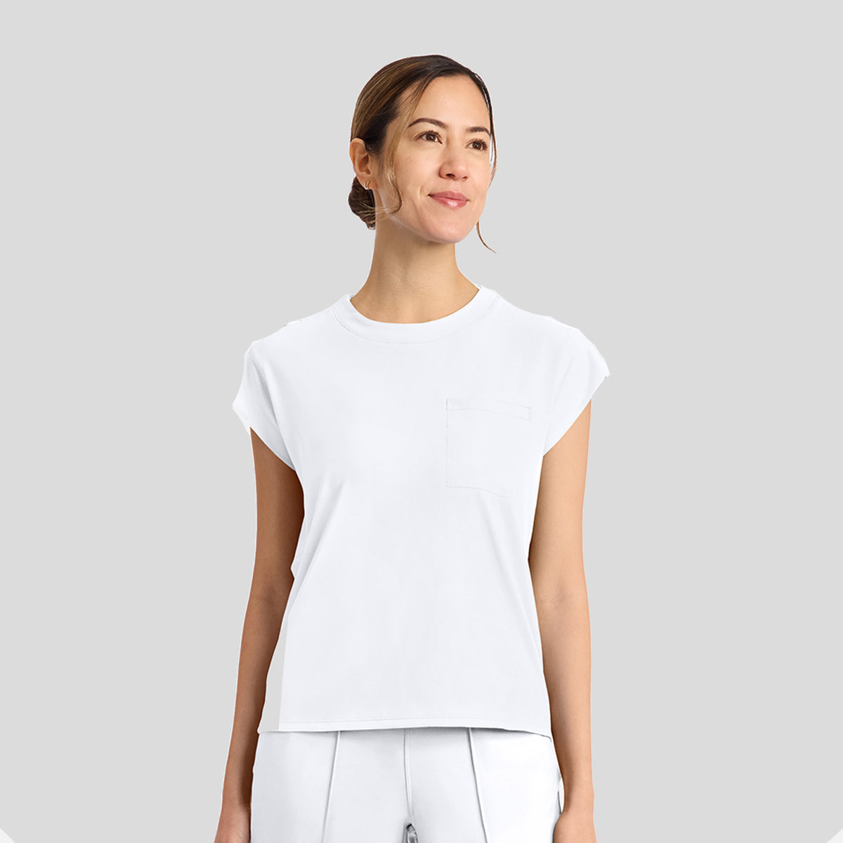Achieve Crew Neck Scrub Top | White