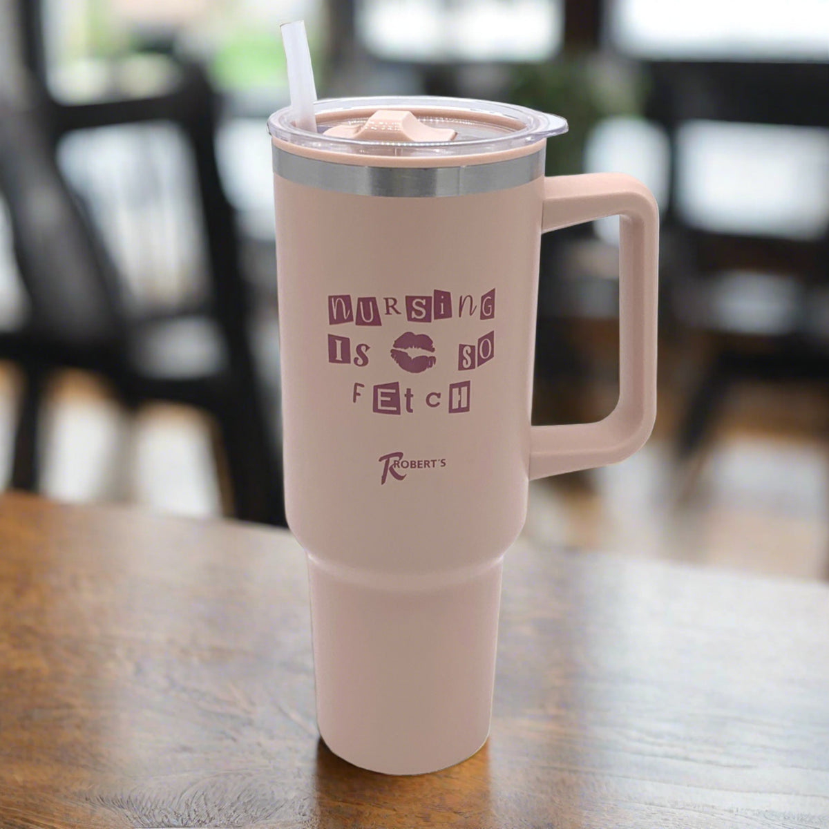 Clock Out Travel Mug | Fetching Pink