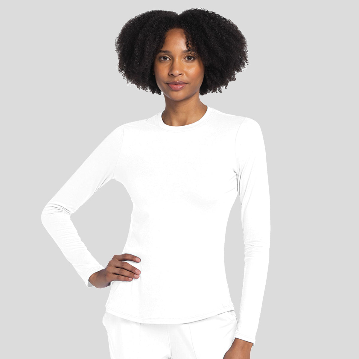 Long Sleeve Underscrub Knit Tee | White