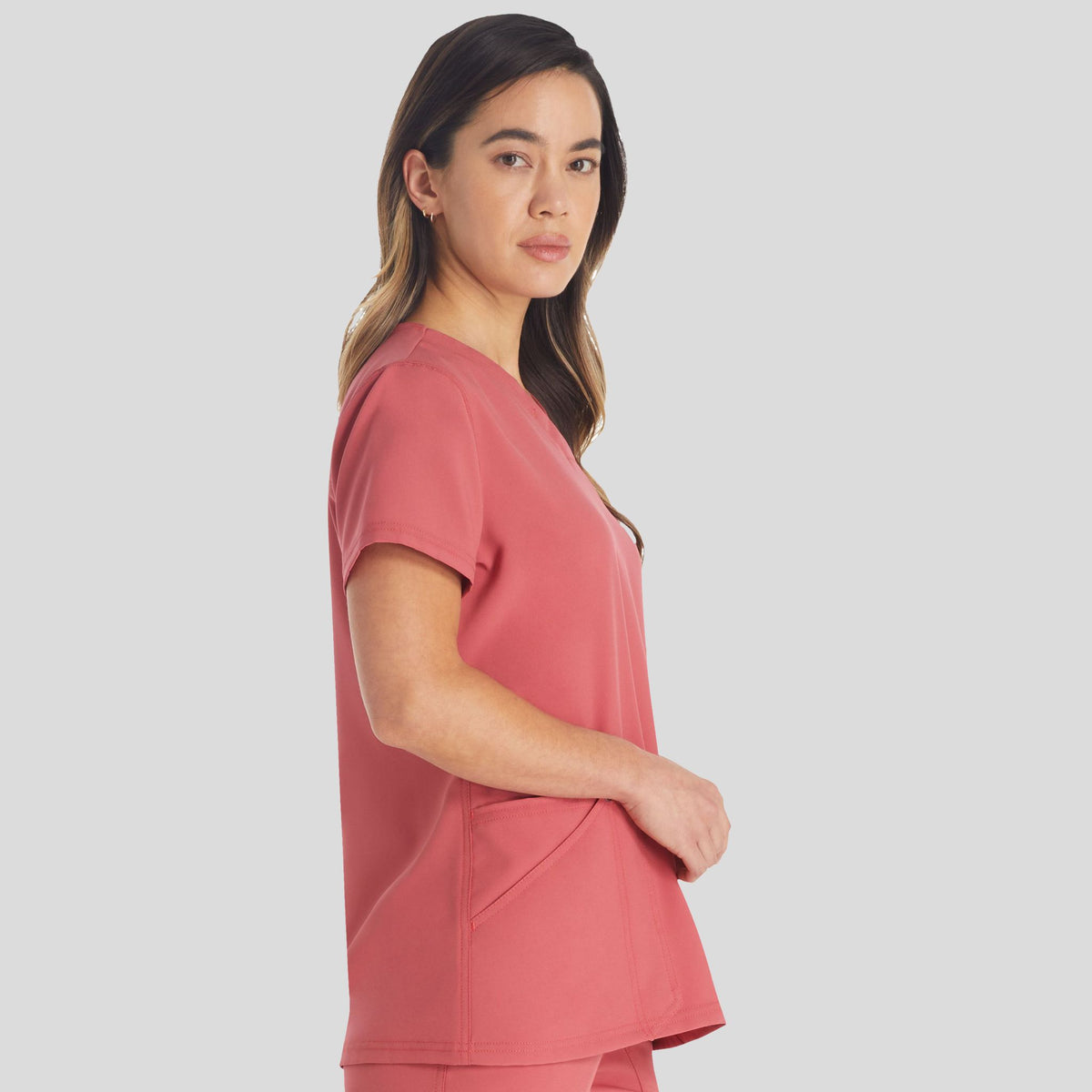 Women's V-Neck Scrub Top | Red Clay