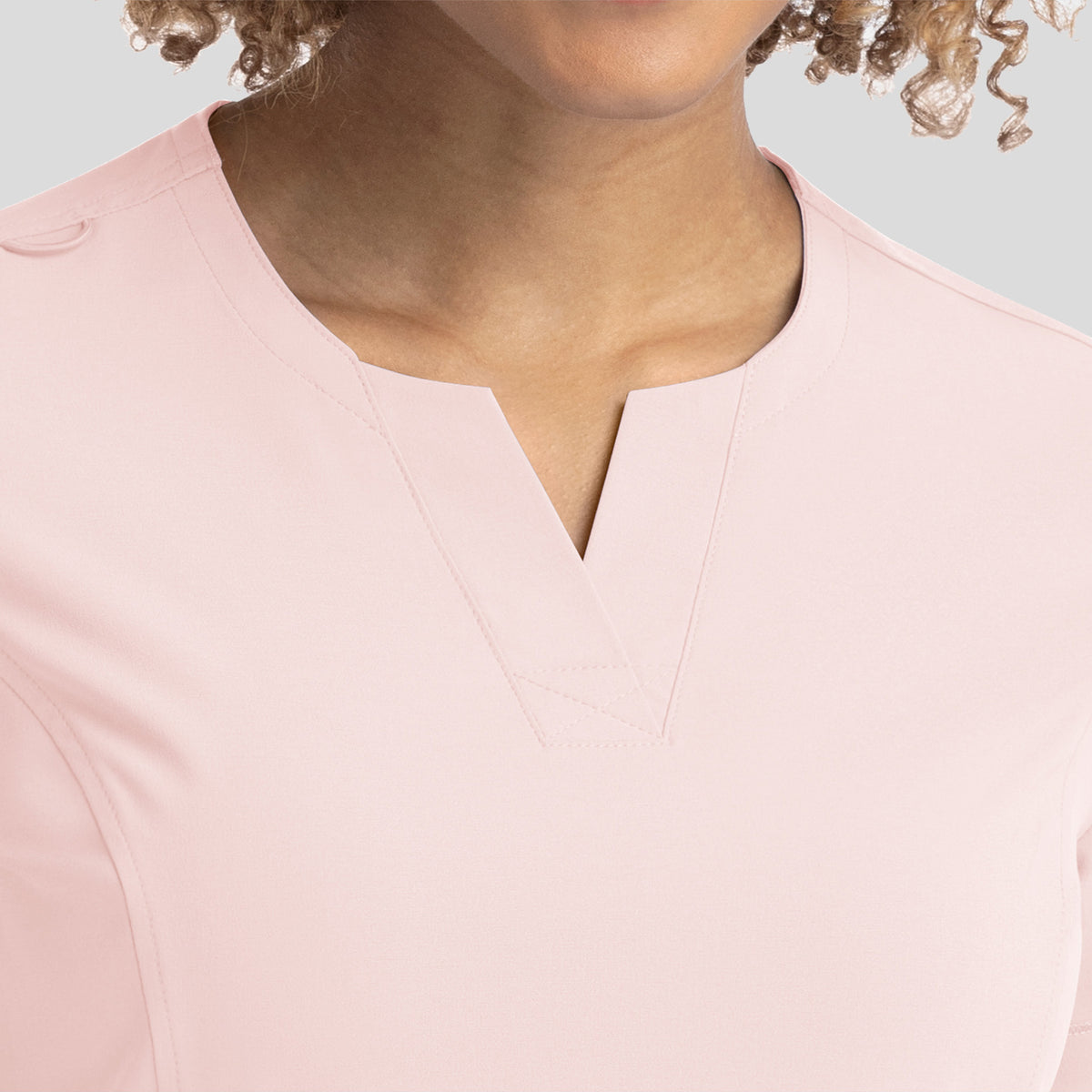 Notched Crew Neck Top | Icy Pink