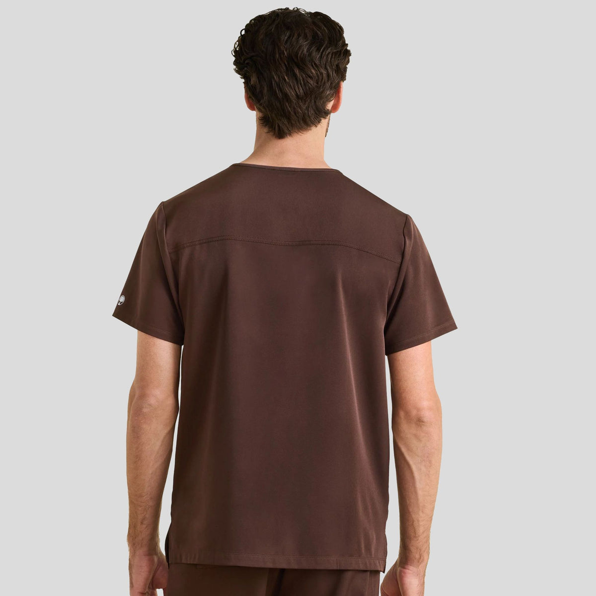 Men's Matthew V-Neck Solid Scrub Top | Dark Chocolate