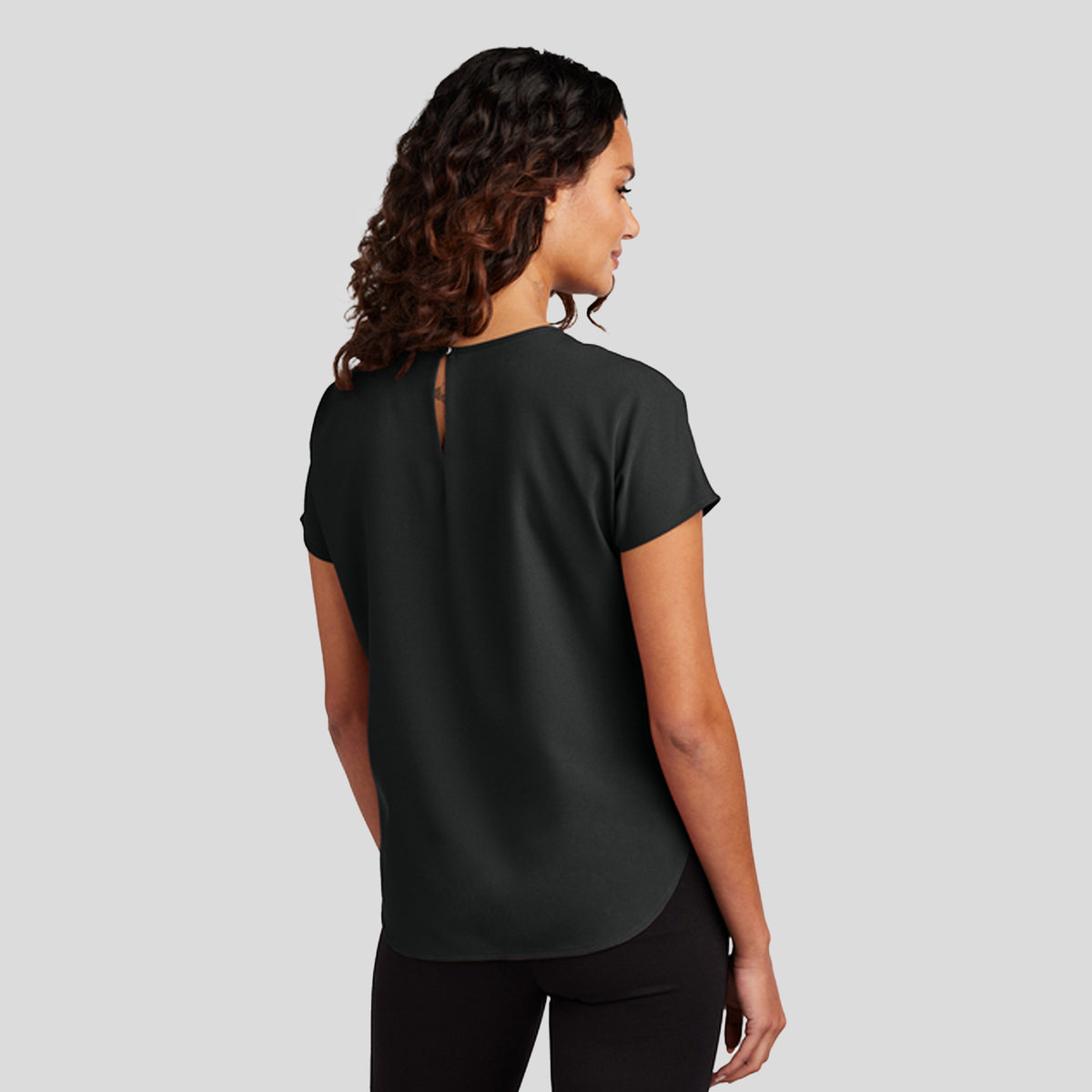 Women's Stretch Crepe Crew | Deep Black
