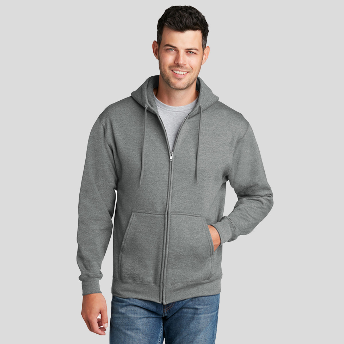 Core Fleece Full-Zip Hooded Sweatshirt | Graphite Heather