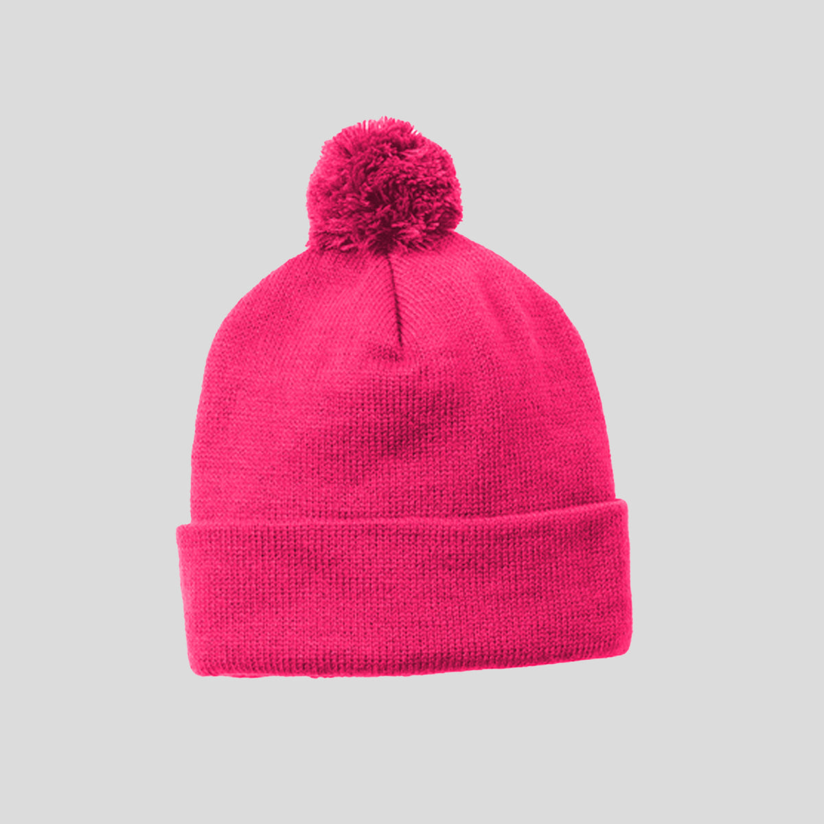 Solid Pom Pom Beanie | Pink Raspberry