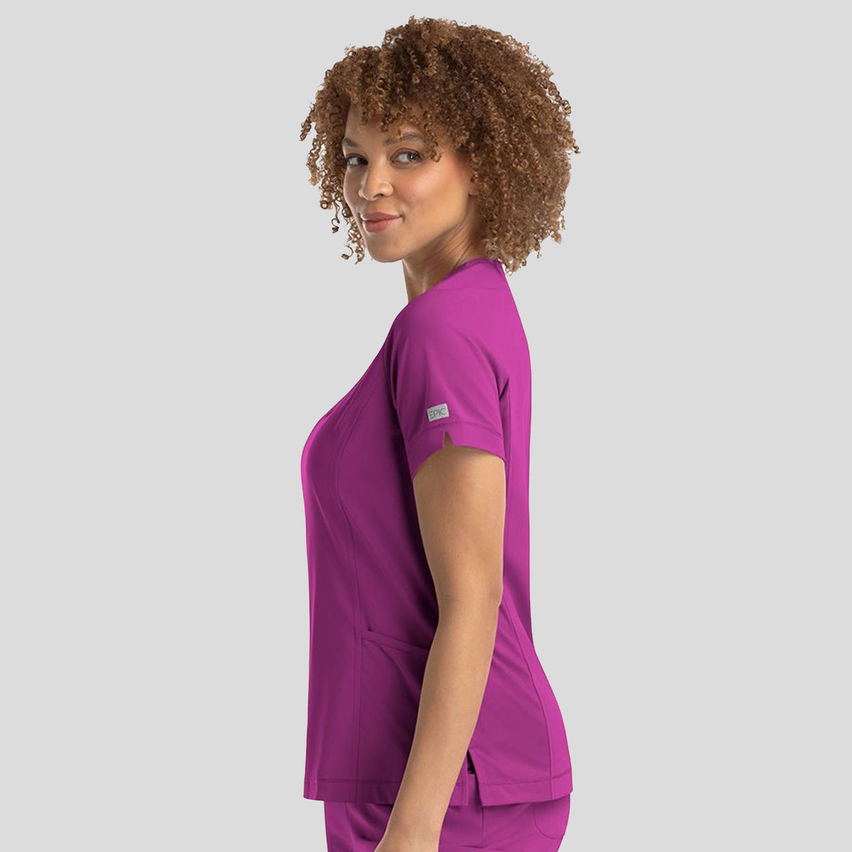 Notched Crew Neck Top | Razzleberry
