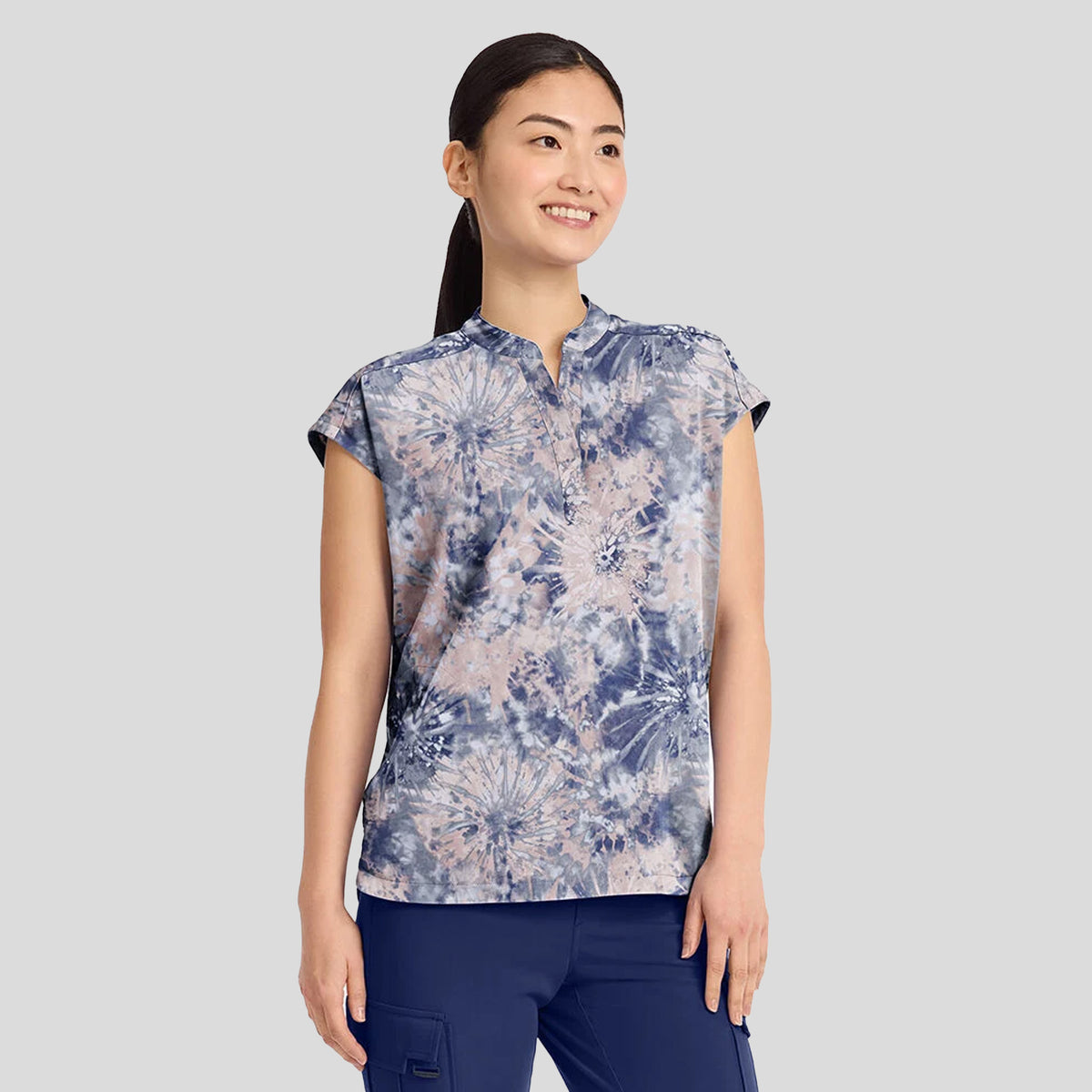 Journey Twilight Tie Dye Print Scrub Top
