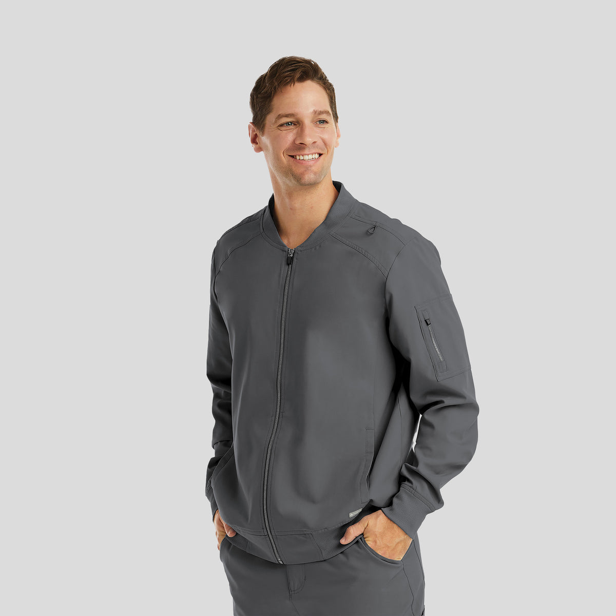 Men’s Full Zip Bomber Jacket | Pewter