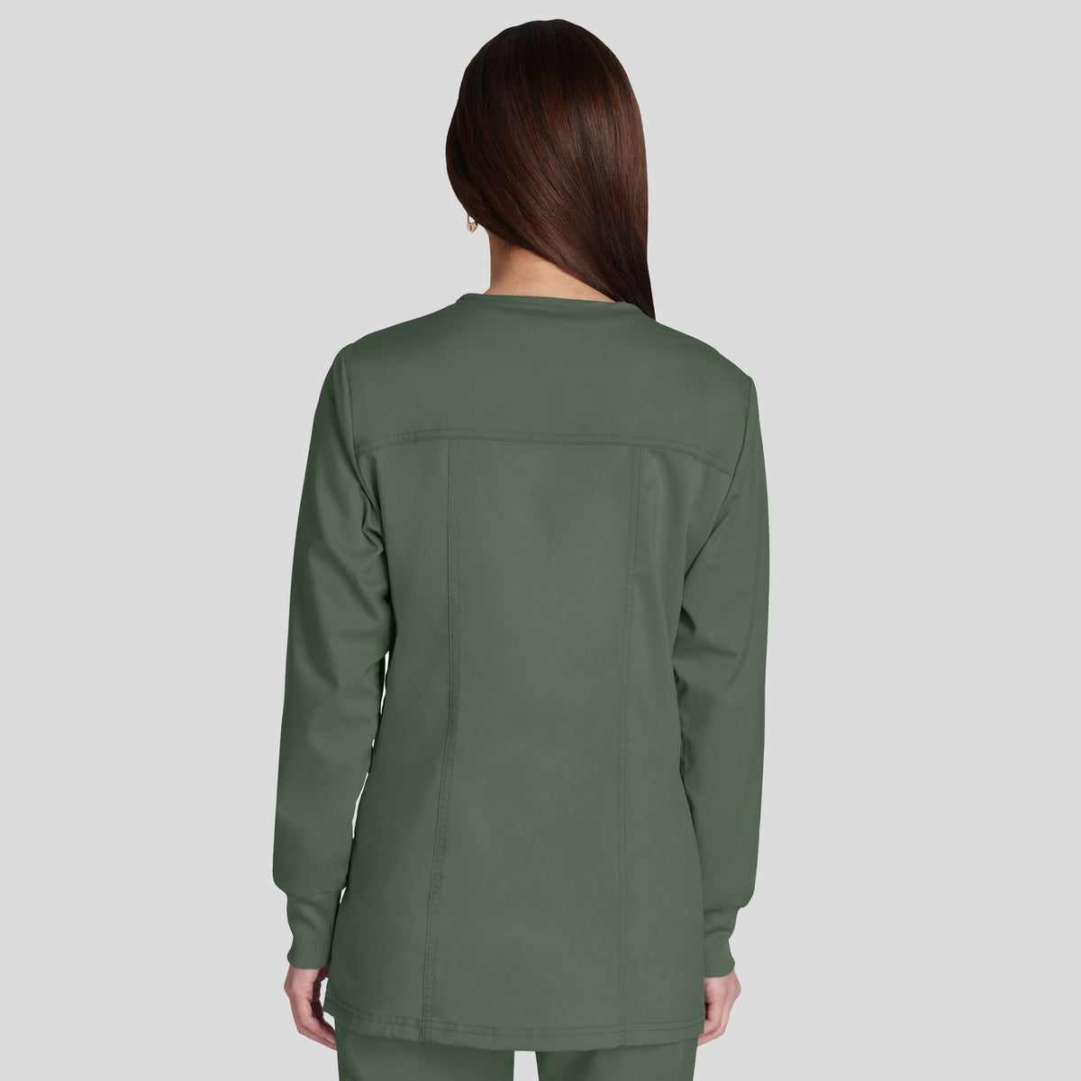 Women's Snap Front Solid Scrub Jacket | Olive