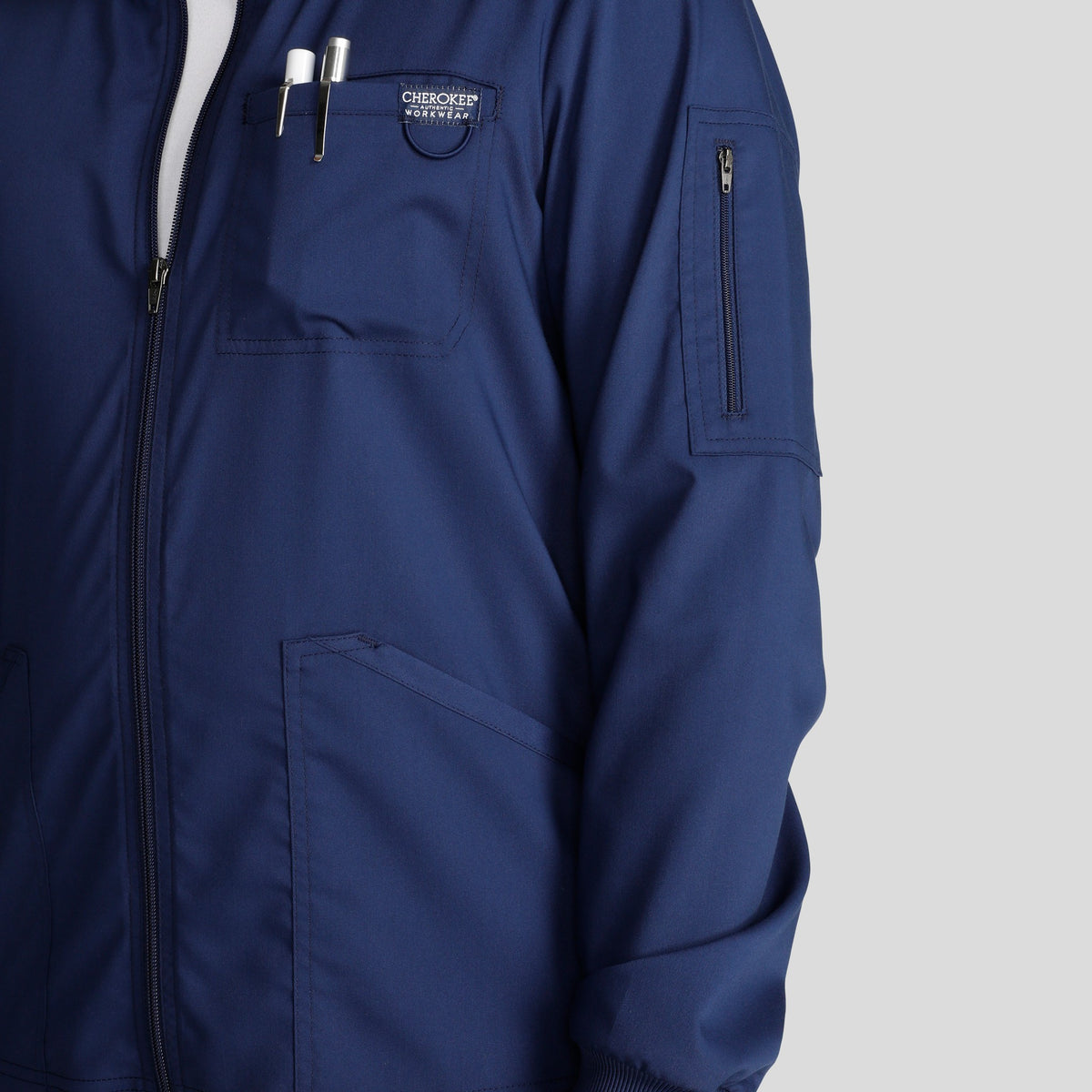 Men's Zip Front Scrub Jacket | Navy
