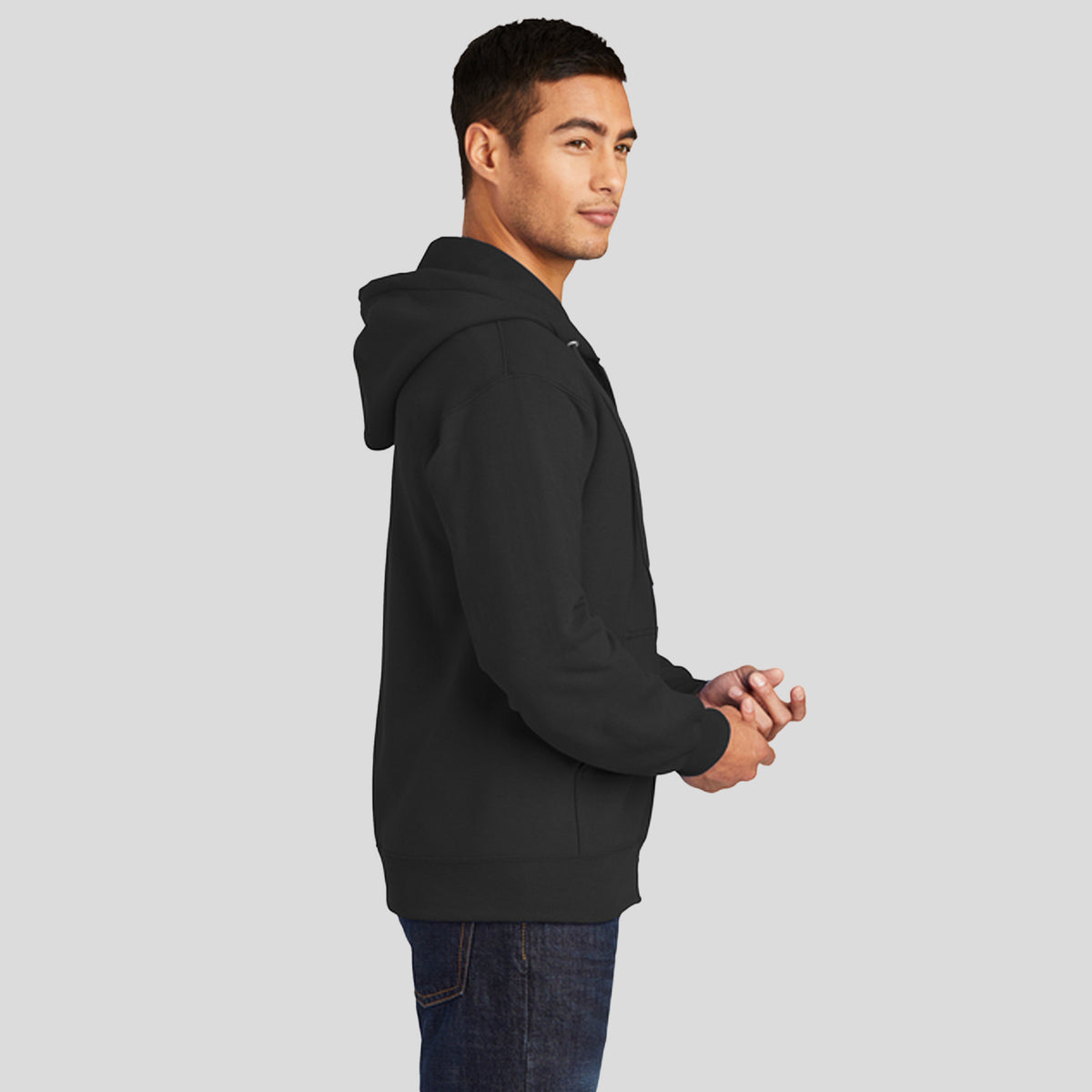 Tall Essential Fleece Full-Zip Hooded Sweatshirt | Jet Black