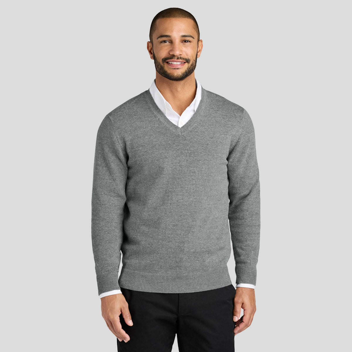 Easy Care V-Neck Sweater | Medium Heather Grey